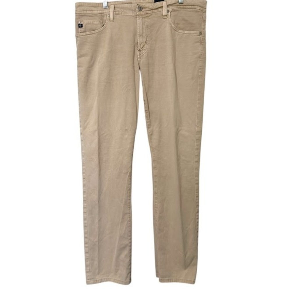 AG Adriano Goldschmied Light Khaki‎ Cream Graduate Tailored Chino Pants 36 x 34